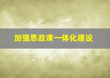 加强思政课一体化建设