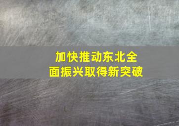 加快推动东北全面振兴取得新突破