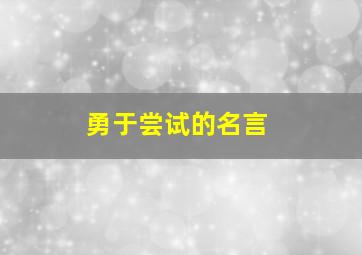 勇于尝试的名言