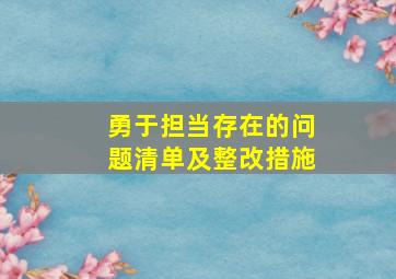 勇于担当存在的问题清单及整改措施