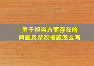 勇于担当方面存在的问题及整改措施怎么写