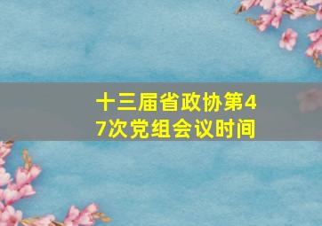 十三届省政协第47次党组会议时间