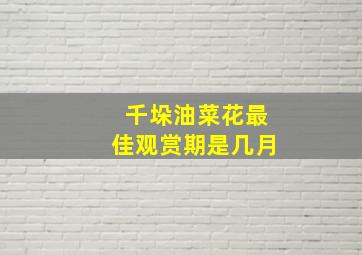 千垛油菜花最佳观赏期是几月