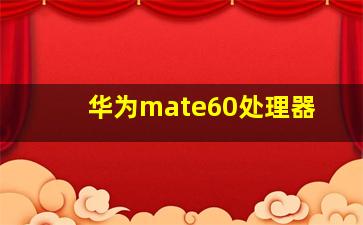 华为mate60处理器