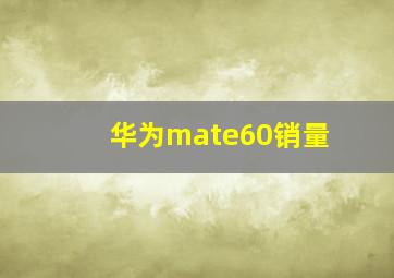 华为mate60销量