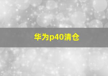 华为p40清仓