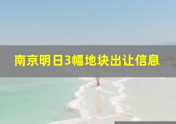 南京明日3幅地块出让信息