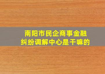 南阳市民企商事金融纠纷调解中心是干嘛的