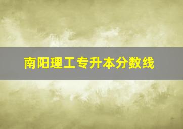 南阳理工专升本分数线