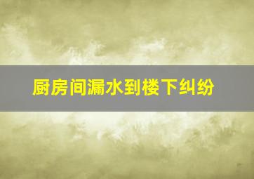 厨房间漏水到楼下纠纷