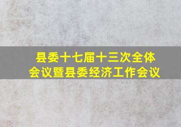 县委十七届十三次全体会议暨县委经济工作会议