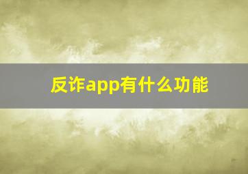 反诈app有什么功能