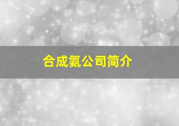 合成氨公司简介