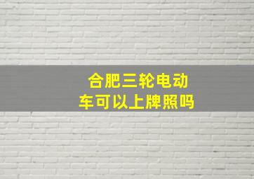 合肥三轮电动车可以上牌照吗