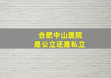 合肥中山医院是公立还是私立