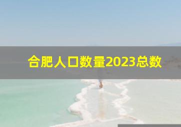 合肥人口数量2023总数