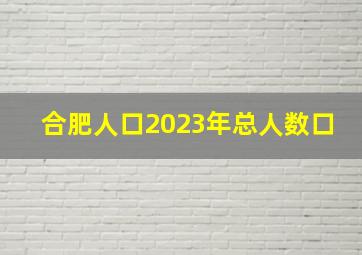 合肥人口2023年总人数口