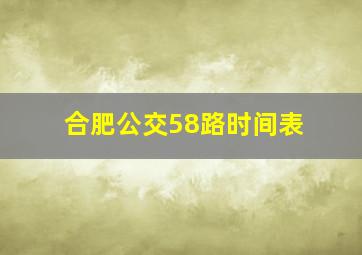 合肥公交58路时间表