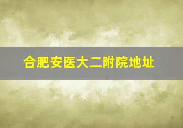 合肥安医大二附院地址