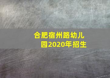 合肥宿州路幼儿园2020年招生