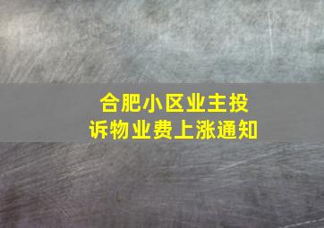 合肥小区业主投诉物业费上涨通知