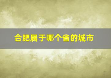 合肥属于哪个省的城市