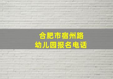 合肥市宿州路幼儿园报名电话