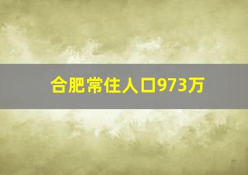 合肥常住人口973万