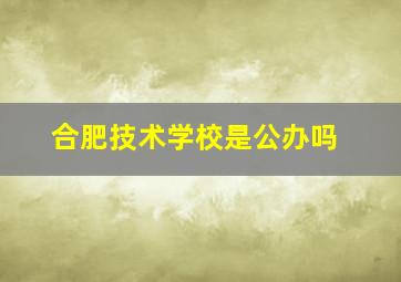 合肥技术学校是公办吗