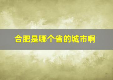 合肥是哪个省的城市啊