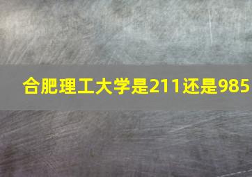 合肥理工大学是211还是985