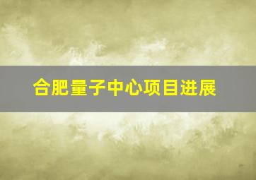 合肥量子中心项目进展