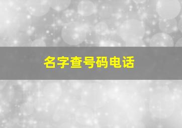 名字查号码电话