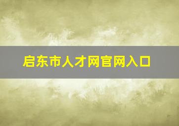 启东市人才网官网入口