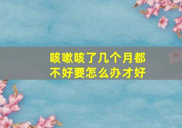 咳嗽咳了几个月都不好要怎么办才好