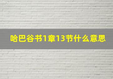 哈巴谷书1章13节什么意思