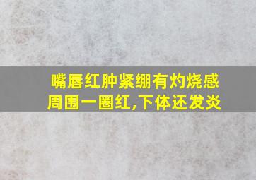 嘴唇红肿紧绷有灼烧感周围一圈红,下体还发炎