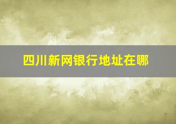 四川新网银行地址在哪