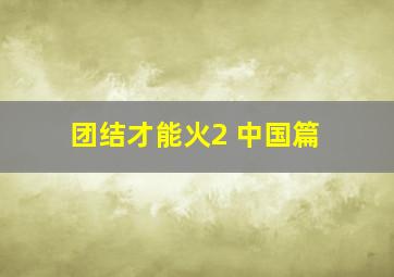 团结才能火2 中国篇