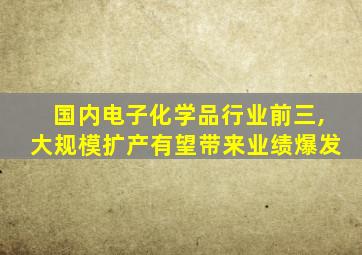 国内电子化学品行业前三,大规模扩产有望带来业绩爆发