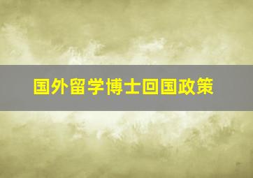 国外留学博士回国政策