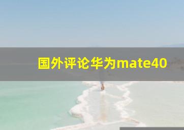 国外评论华为mate40