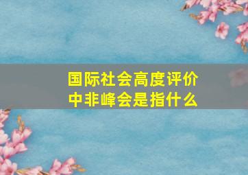 国际社会高度评价中非峰会是指什么