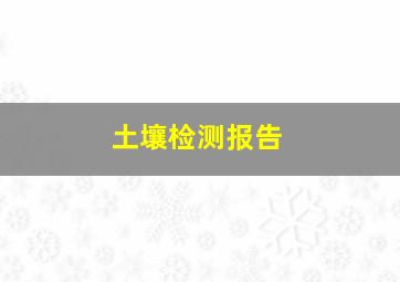 土壤检测报告