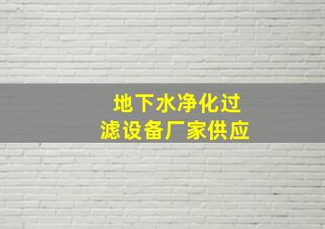 地下水净化过滤设备厂家供应