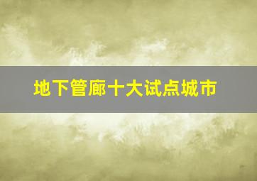 地下管廊十大试点城市