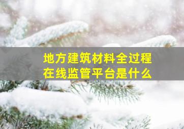 地方建筑材料全过程在线监管平台是什么