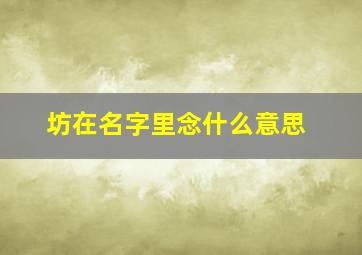 坊在名字里念什么意思