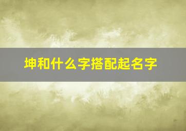 坤和什么字搭配起名字