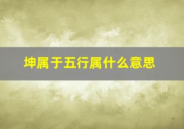 坤属于五行属什么意思